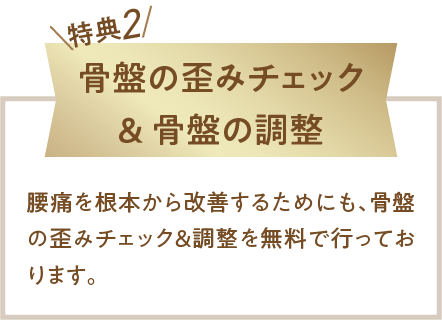 来院特典2、骨盤チェックと骨盤調整